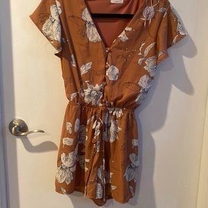 Tie waist nude romper